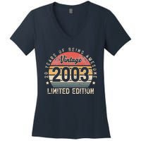 Vintage 2003 20 Years Of Being Awesome Women's V-Neck T-Shirt