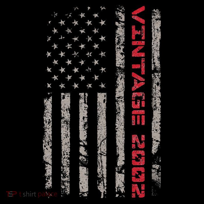 Vintage 2002 21st Birthday 21 Years Old US Flag Patriotic Tall T-Shirt