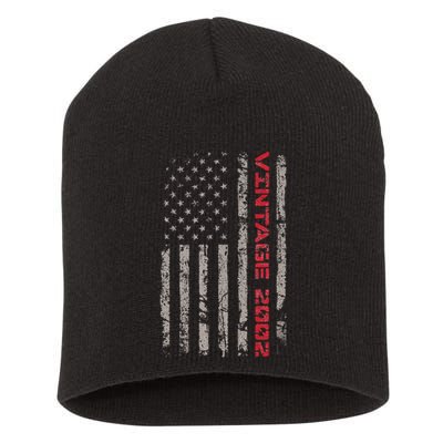 Vintage 2002 21st Birthday 21 Years Old US Flag Patriotic Short Acrylic Beanie