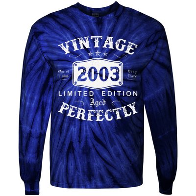 Vintage 2003 20 Years Old 20th Birthday Gifts For Tie-Dye Long Sleeve Shirt