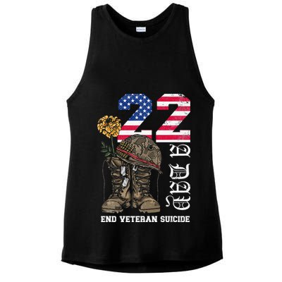 Veteran 22 A Day Take Their Lives End Veteran Suicide Ladies PosiCharge Tri-Blend Wicking Tank