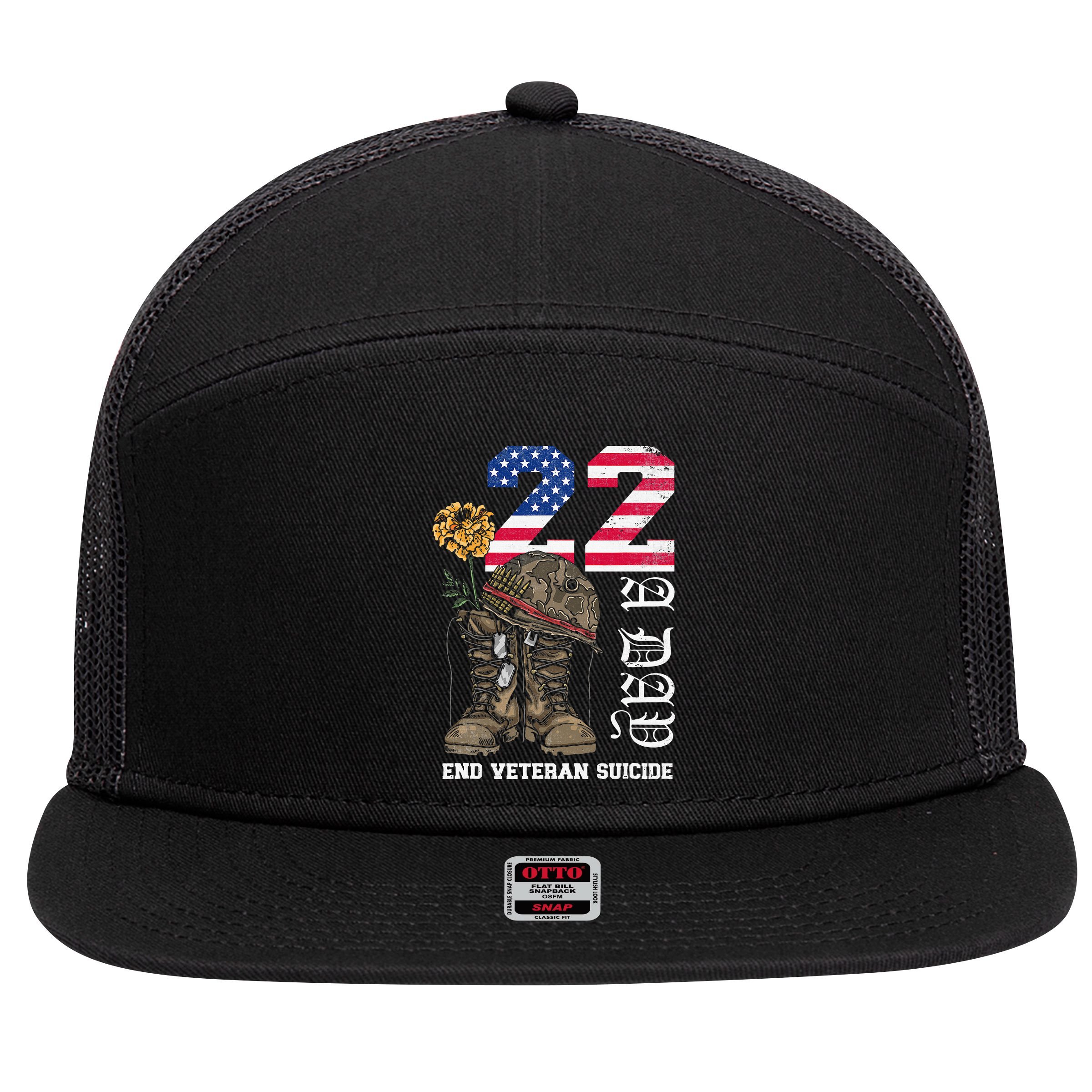 Veteran 22 A Day Take Their Lives End Veteran Suicide 7 Panel Mesh Trucker Snapback Hat