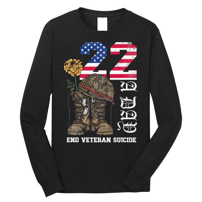 Veteran 22 A Day Take Their Lives End Veteran Suicide Long Sleeve Shirt