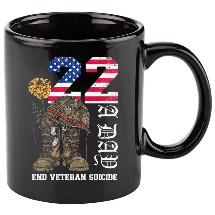 Veteran 22 A Day Take Their Lives End Veteran Suicide 11oz C Handle Ceramic Mug