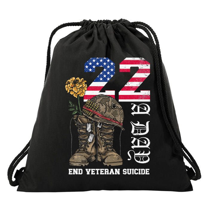Veteran 22 A Day Take Their Lives End Veteran Suicide Drawstring Bag