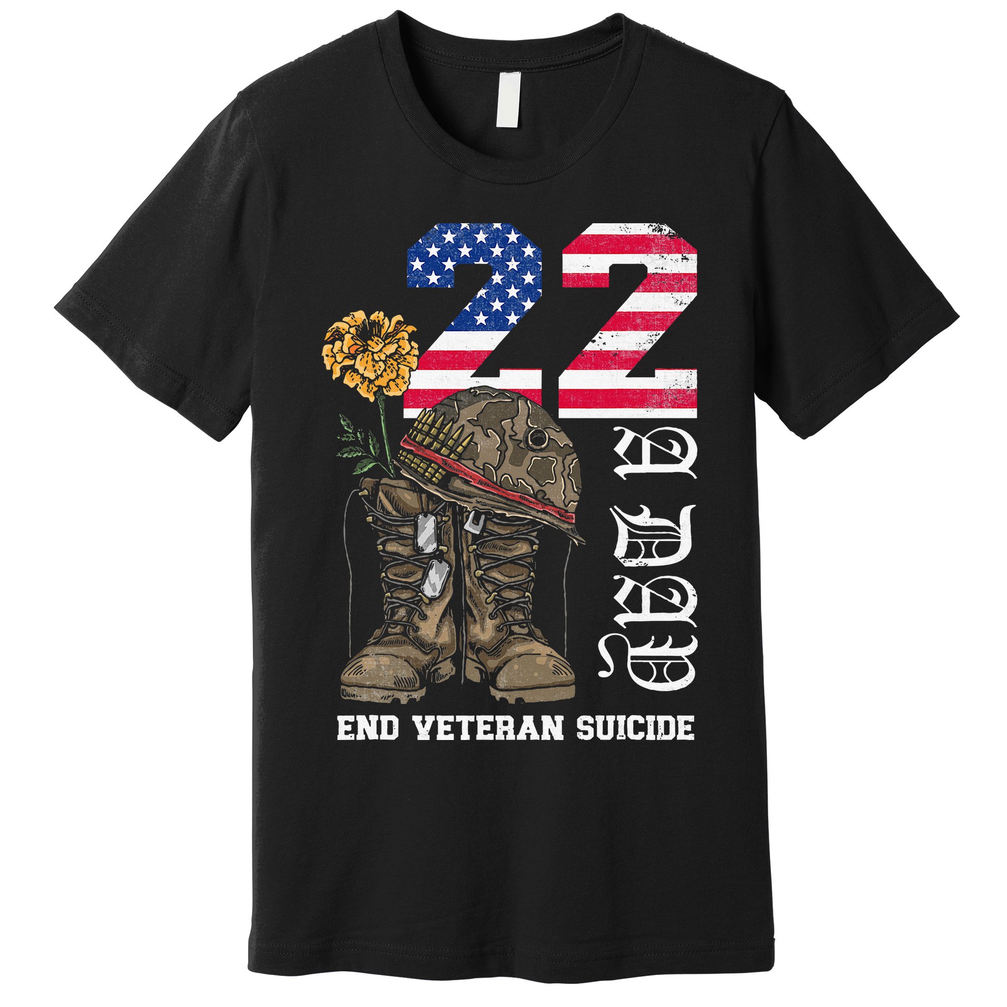 Veteran 22 A Day Take Their Lives End Veteran Suicide Premium T-Shirt