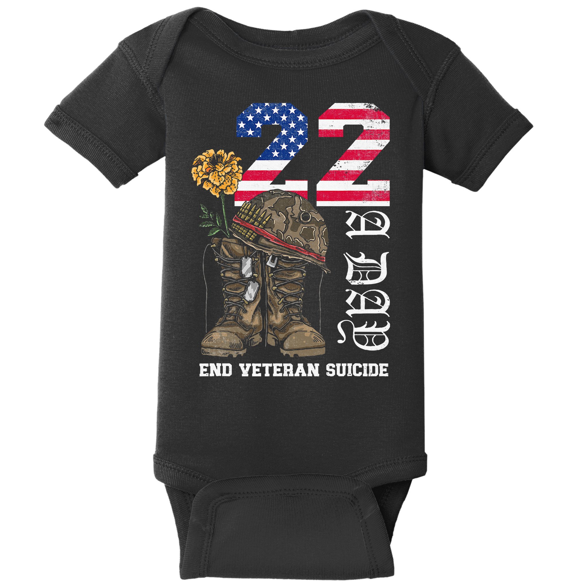 Veteran 22 A Day Take Their Lives End Veteran Suicide Baby Bodysuit