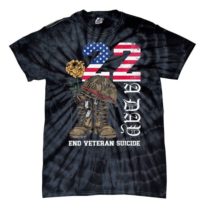 Veteran 22 A Day Take Their Lives End Veteran Suicide Tie-Dye T-Shirt