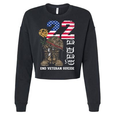 Veteran 22 A Day Take Their Lives End Veteran Suicide Cropped Pullover Crew
