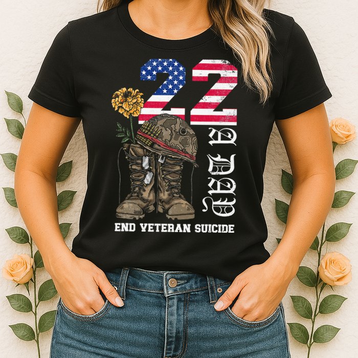 Veteran 22 A Day Take Their Lives End Veteran Suicide Womens T-Shirt