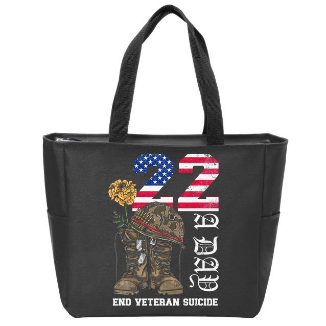 Veteran 22 A Day Take Their Lives End Veteran Suicide Zip Tote Bag