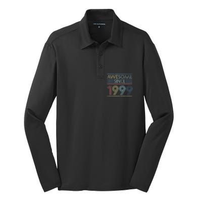 Vintage 23rd Birthday Gifts - Awesome Since 1999 Silk Touch Performance Long Sleeve Polo