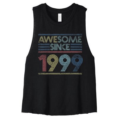 Vintage 23rd Birthday Gifts - Awesome Since 1999 Women's Racerback Cropped Tank