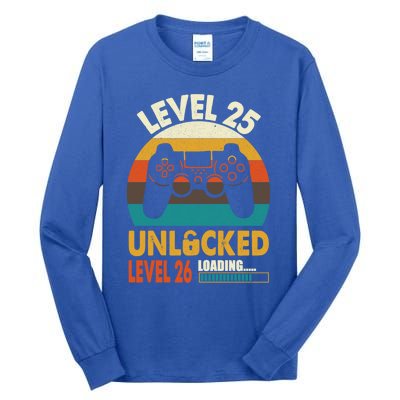 Vintage 25th Birthday Level 25 Unlocked Level 26 Loading Cute Gift Tall Long Sleeve T-Shirt