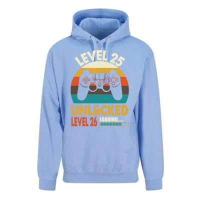 Vintage 25th Birthday Level 25 Unlocked Level 26 Loading Cute Gift Unisex Surf Hoodie