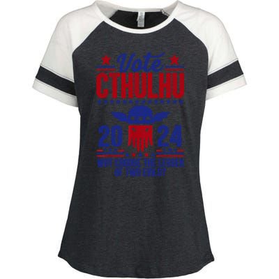 Vote 2024 Cthulhu President Choose The Lesser Of Two Evils Enza Ladies Jersey Colorblock Tee