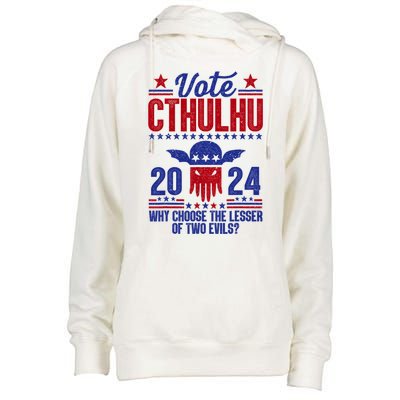 Vote 2024 Cthulhu President Choose The Lesser Of Two Evils Womens Funnel Neck Pullover Hood