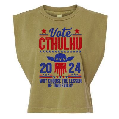 Vote 2024 Cthulhu President Choose The Lesser Of Two Evils Garment-Dyed Women's Muscle Tee