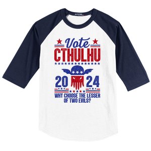 Vote 2024 Cthulhu President Choose The Lesser Of Two Evils Baseball Sleeve Shirt