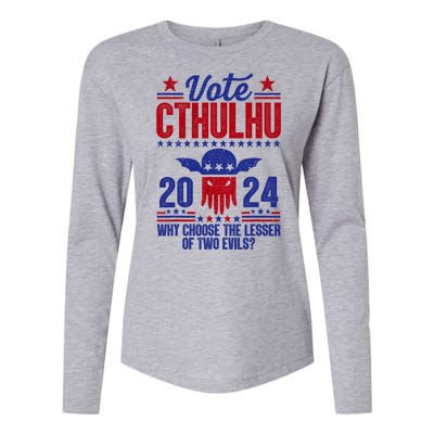 Vote 2024 Cthulhu President Choose The Lesser Of Two Evils Womens Cotton Relaxed Long Sleeve T-Shirt