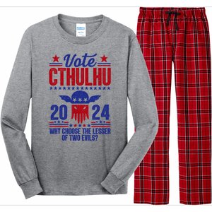 Vote 2024 Cthulhu President Choose The Lesser Of Two Evils Long Sleeve Pajama Set