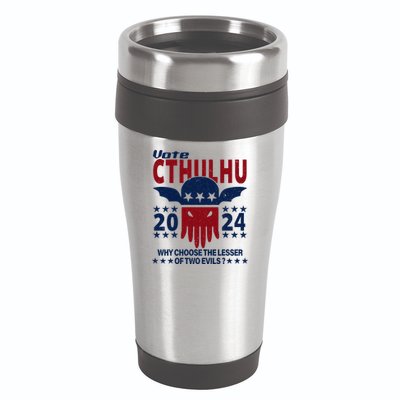 Vote 2024 Cthulhu President Choose The Lesser Of Two Evils 16oz Travel Tumbler