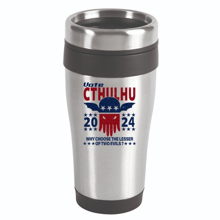 Vote 2024 Cthulhu President Choose The Lesser Of Two Evils 16oz Travel Tumbler