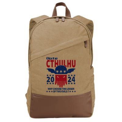Vote 2024 Cthulhu President Choose The Lesser Of Two Evils Cotton Canvas Backpack