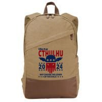 Vote 2024 Cthulhu President Choose The Lesser Of Two Evils Cotton Canvas Backpack