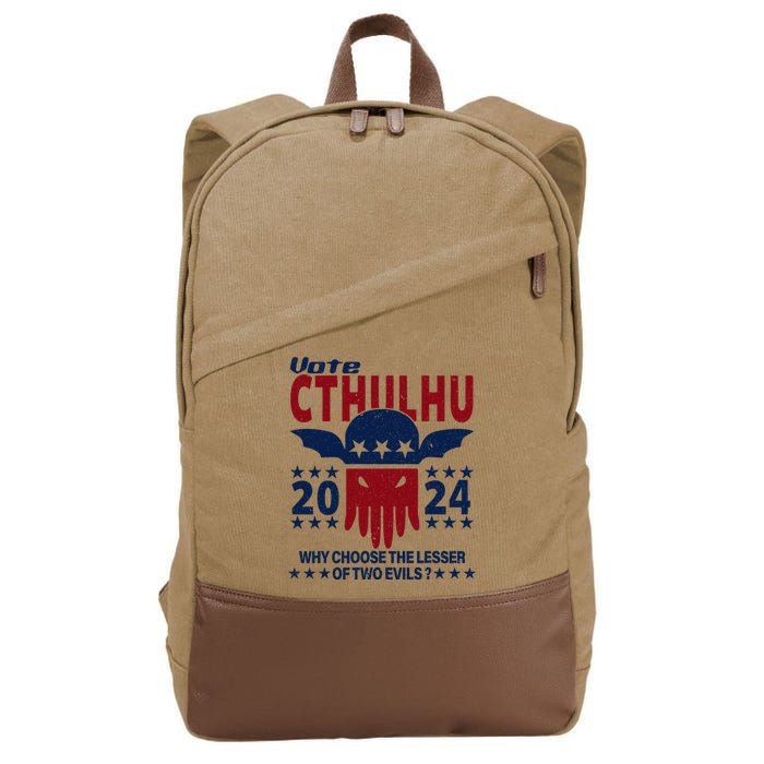 Vote 2024 Cthulhu President Choose The Lesser Of Two Evils Cotton Canvas Backpack