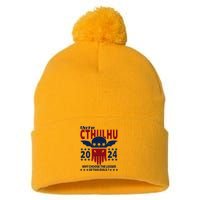 Vote 2024 Cthulhu President Choose The Lesser Of Two Evils Pom Pom 12in Knit Beanie