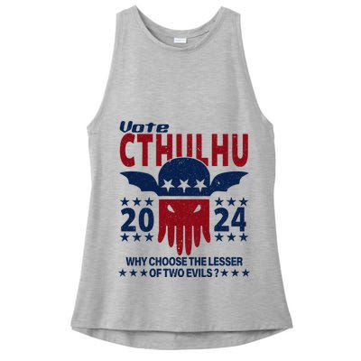 Vote 2024 Cthulhu President Choose The Lesser Of Two Evils Ladies PosiCharge Tri-Blend Wicking Tank
