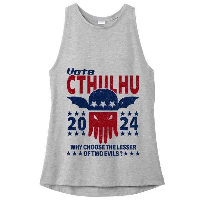 Vote 2024 Cthulhu President Choose The Lesser Of Two Evils Ladies PosiCharge Tri-Blend Wicking Tank