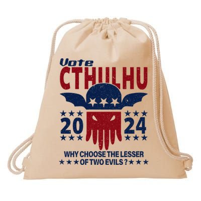 Vote 2024 Cthulhu President Choose The Lesser Of Two Evils Drawstring Bag
