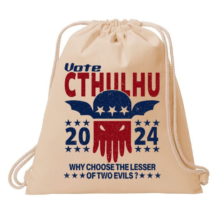 Vote 2024 Cthulhu President Choose The Lesser Of Two Evils Drawstring Bag