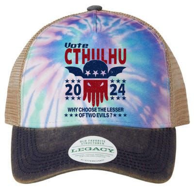 Vote 2024 Cthulhu President Choose The Lesser Of Two Evils Legacy Tie Dye Trucker Hat