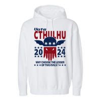 Vote 2024 Cthulhu President Choose The Lesser Of Two Evils Garment-Dyed Fleece Hoodie