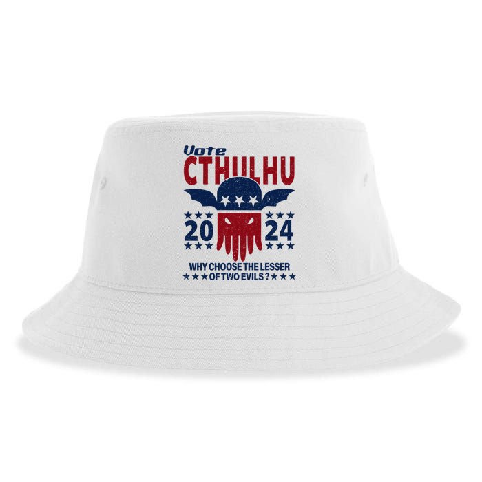 Vote 2024 Cthulhu President Choose The Lesser Of Two Evils Sustainable Bucket Hat