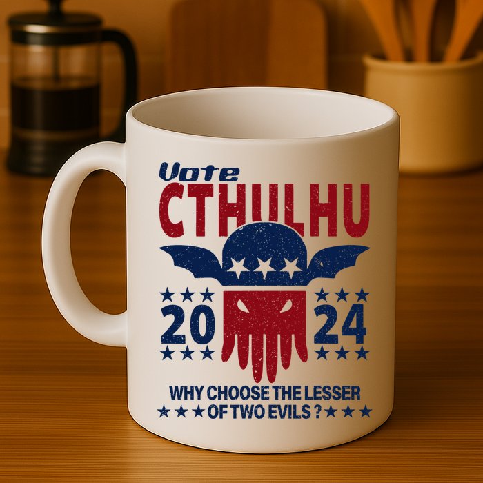 Vote 2024 Cthulhu President Choose The Lesser Of Two Evils Mug