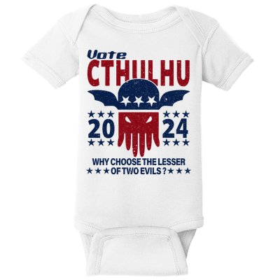 Vote 2024 Cthulhu President Choose The Lesser Of Two Evils Baby Bodysuit