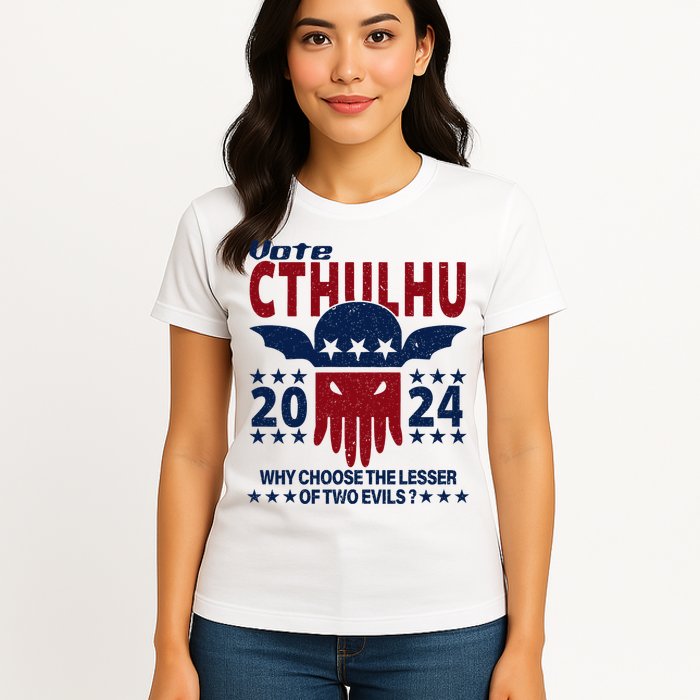 Vote 2024 Cthulhu President Choose The Lesser Of Two Evils Womens T-Shirt