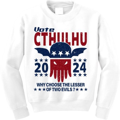 Vote 2024 Cthulhu President Choose The Lesser Of Two Evils Kids Sweatshirt