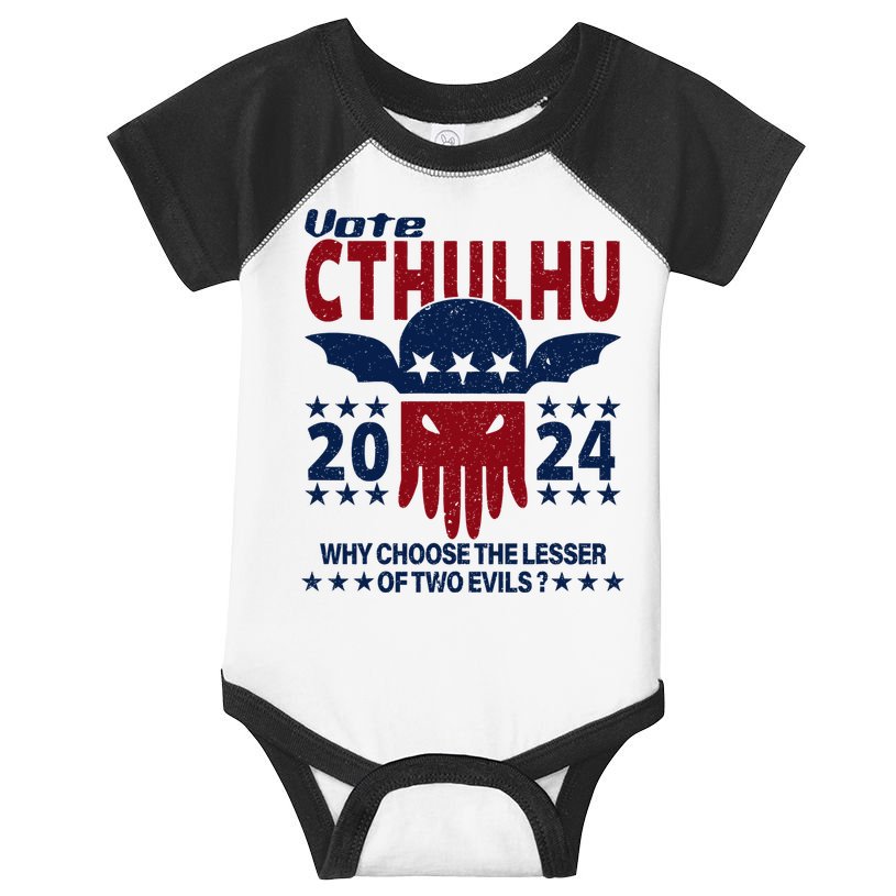 Vote 2024 Cthulhu President Choose The Lesser Of Two Evils Infant Baby Jersey Bodysuit