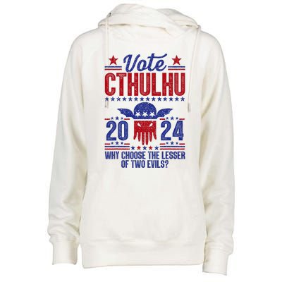 Vote 2024 Cthulhu President Choose The Lesser Of Two Evils Womens Funnel Neck Pullover Hood