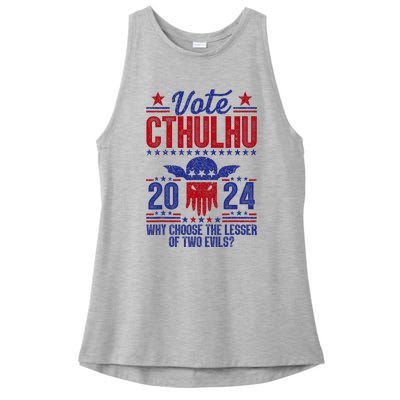 Vote 2024 Cthulhu President Choose The Lesser Of Two Evils Ladies PosiCharge Tri-Blend Wicking Tank