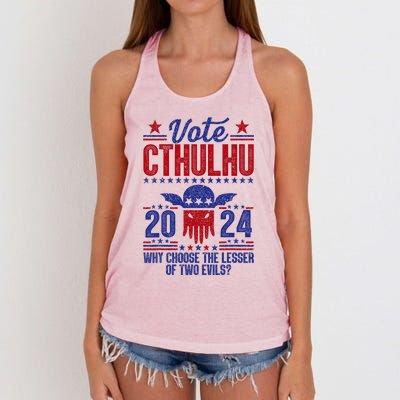 Vote 2024 Cthulhu President Choose The Lesser Of Two Evils Women's Knotted Racerback Tank