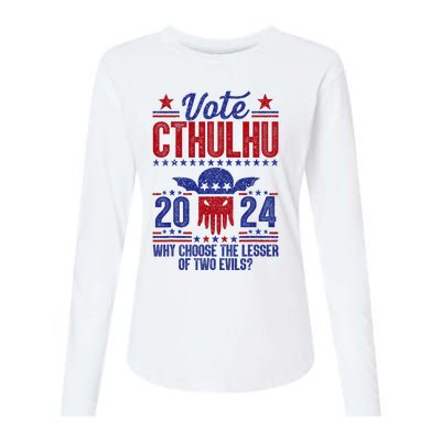 Vote 2024 Cthulhu President Choose The Lesser Of Two Evils Womens Cotton Relaxed Long Sleeve T-Shirt