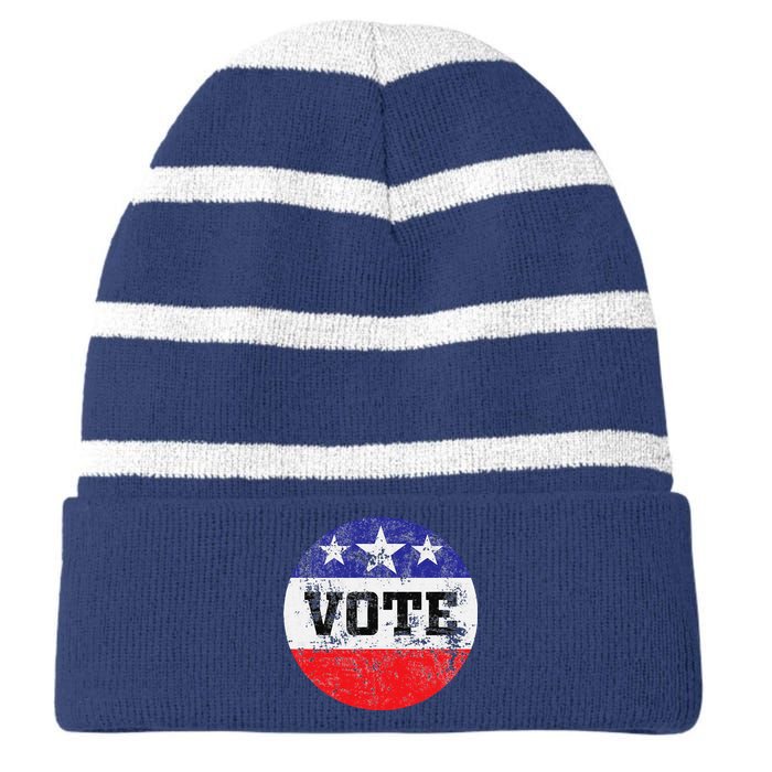 Vote 2024 Election Gifts Idea Voter Rights Striped Beanie with Solid Band