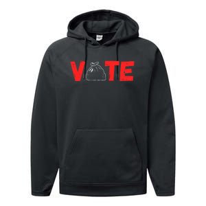 Vote 2024 Election Design With Garbage Bag Graphic Performance Fleece Hoodie