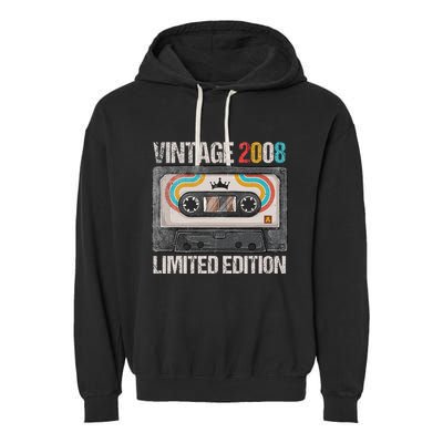 Vintage 2008 Funny 17th Birthday Cassette Tape 17 Years Old Garment-Dyed Fleece Hoodie